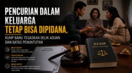 Ilustrasi: Hubungan keluarga bukan alasan penghapus pidana. KUHP Baru menegaskan bahwa pencurian antaranggota keluarga tetap dapat diproses hukum melalui mekanisme delik aduan, dengan batas waktu pengaduan dan pengecualian tertentu. Kepastian hukum tetap berjalan, tanpa mengabaikan ruang penyelesaian secara restoratif.