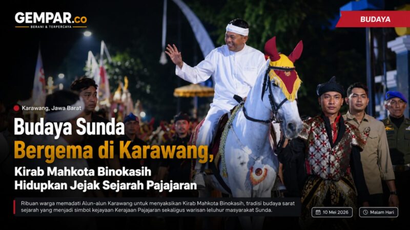 Kirab Mahkota Binokasih di Karawang menghidupkan kembali jejak sejarah Pajajaran sekaligus memperkuat identitas budaya Sunda. Prosesi budaya ini disambut antusias ribuan warga.