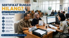 Sertifikat rumah hilang? Jangan panik.
Penggantian bisa diurus secara resmi melalui kantor pertanahan dengan melengkapi laporan kehilangan dan dokumen persyaratan.