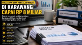 Anggaran program Fasilitasi Pengelolaan Bina Mental Spiritual Bagian Kesra Setda Kabupaten Karawang Tahun Anggaran 2026 mencapai lebih dari Rp8 miliar
