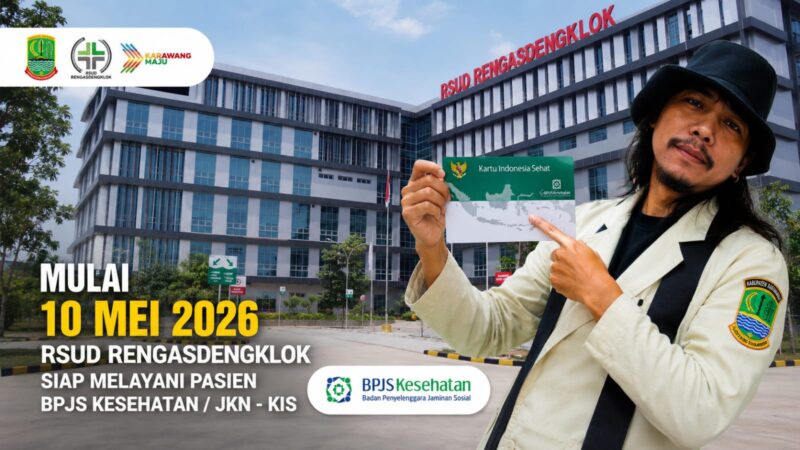 RSUD Rengasdengklok resmi melayani pasien BPJS Kesehatan/JKN-KIS mulai 10 Mei 2026. Kehadiran layanan ini diharapkan mempermudah akses kesehatan masyarakat Karawang, khususnya wilayah utara, dengan fasilitas pelayanan yang lebih dekat, cepat, dan terjangkau.