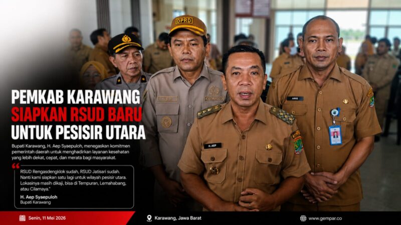 Bupati Karawang Aep Syaepuloh memastikan Pemkab Karawang tengah menyiapkan pembangunan RSUD baru untuk memperluas akses layanan kesehatan masyarakat di wilayah pesisir utara.