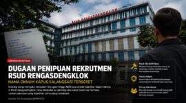 Dugaan penipuan rekrutmen tenaga kerja di RSUD Rengasdengklok mencuat setelah seorang warga mengaku mengalami kerugian Rp10 juta usai dijanjikan dapat bekerja di rumah sakit tersebut. Kasus ini menyeret nama oknum pejabat kesehatan di wilayah Rengasdengklok dan kini menjadi sorotan publik.