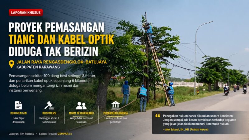 Proyek yang diduga belum mengantongi izin resmi tersebut memicu pertanyaan terkait legalitas, transparansi, serta pengawasan pemerintah terhadap pemanfaatan ruang milik jalan. Foto: Tim Redaksi/GEMPAR.co
