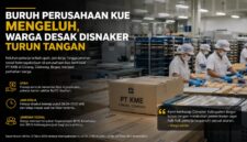 Buruh perusahaan kue di wilayah Ciriung, Cibinong, mengeluhkan persoalan upah, jam kerja, hingga jaminan sosial ketenagakerjaan.
