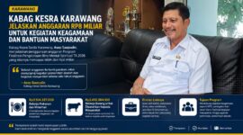 Kabag Kesra Setda Karawang, Asep Saepudin, memberikan penjelasan terkait penggunaan anggaran Program Fasilitasi Pengelolaan Bina Mental Spiritual Tahun Anggaran 2026 yang mencapai lebih dari Rp8 miliar.