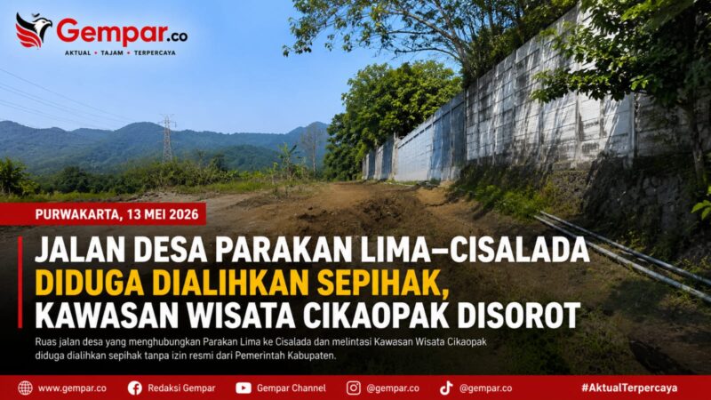 Diduga terjadi pengalihan ruas Jalan Desa Parakan Lima–Cisalada yang melintasi Kawasan Wisata Cikaopak tanpa prosedur perizinan resmi.