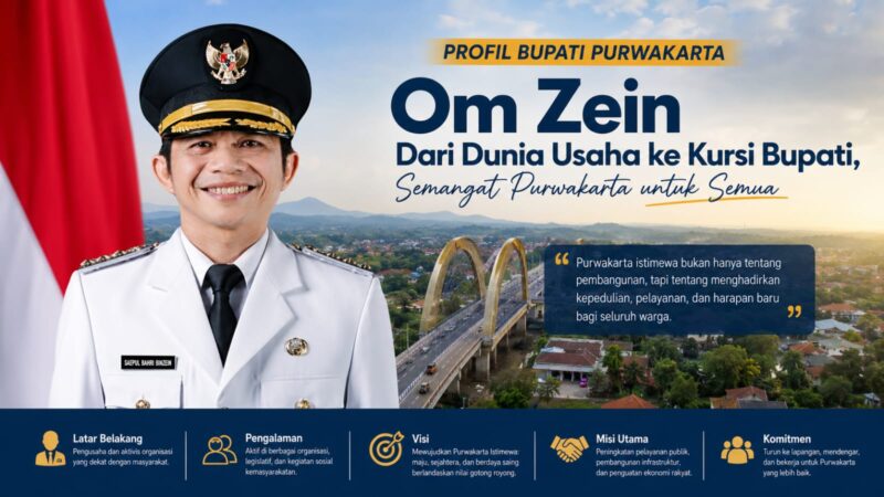 Dari dunia usaha hingga dipercaya memimpin Kabupaten Purwakarta, sosok Saepul Bahri Binzein atau “Om Zein” dikenal aktif turun langsung ke tengah masyarakat. Dengan semangat Purwakarta Istimewa, ia membawa visi pembangunan yang menekankan pelayanan publik, kepedulian sosial, serta pembangunan daerah yang berpihak kepada masyarakat.