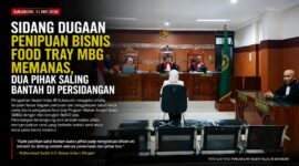 Sidang dugaan penipuan dan penggelapan bisnis pengadaan food tray Program Makan Bergizi Gratis (MBG) di Pengadilan Negeri Kelas IB Sukabumi berlangsung alot. Kedua pihak saling membantah terkait pihak yang menginisiasi kerja sama bisnis senilai Rp500 juta tersebut.