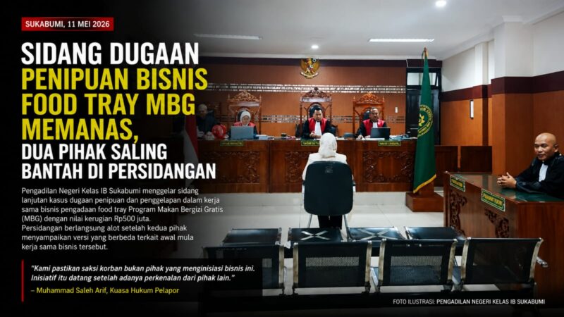 Sidang dugaan penipuan dan penggelapan bisnis pengadaan food tray Program Makan Bergizi Gratis (MBG) di Pengadilan Negeri Kelas IB Sukabumi berlangsung alot. Kedua pihak saling membantah terkait pihak yang menginisiasi kerja sama bisnis senilai Rp500 juta tersebut.