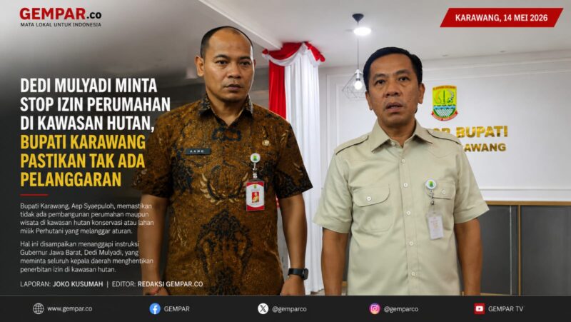 Bupati Karawang Aep Syaepuloh memastikan tidak ada pelanggaran pembangunan perumahan maupun wisata di kawasan hutan konservasi dan lahan Perhutani. Pernyataan itu disampaikan menanggapi instruksi Gubernur Jawa Barat, Dedi Mulyadi, terkait penghentian penerbitan izin di kawasan hutan.
