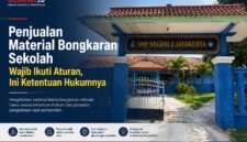 Caption:
Dugaan penjualan material bekas bongkaran revitalisasi SMP Negeri 2 Jayakerta menjadi sorotan publik. Pengelolaan aset hasil pembongkaran bangunan sekolah pemerintah wajib mengikuti prosedur dan ketentuan hukum yang berlaku.