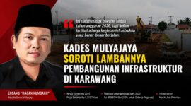 Kades Mulyajaya, Endang “Macan Kumbang”, menyoroti lambannya realisasi pembangunan infrastruktur di Karawang meski APBD 2026 telah memasuki triwulan kedua.