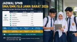 SPMB Jabar 2026 mulai dipersiapkan. Tahapan pendaftaran hingga daftar ulang SMA, SMK, dan SLB dijadwalkan berlangsung mulai Juni hingga Juli 2026. Calon siswa dan orang tua diminta mencermati setiap jadwal dan menunggu informasi resmi dari Disdik Jabar.
