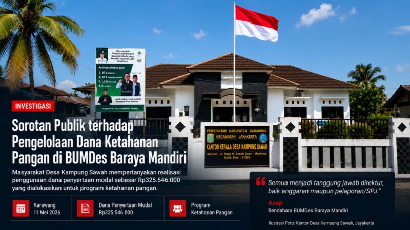 Sorotan publik terhadap pengelolaan dana ketahanan pangan BUMDes Baraya Mandiri terus bergulir. Masyarakat mempertanyakan transparansi penggunaan dana penyertaan modal sebesar Rp325,5 juta