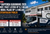 RUP Bapenda Karawang 2026 menjadi sorotan setelah muncul paket Belanja Tagihan Listrik senilai Rp9,2 miliar dan pengadaan Mobil Pelayanan Pajak Daerah Rp1,4 miliar. Selain itu, puluhan paket dengan nomenklatur serupa diduga terfragmentasi dalam pengadaan rutin operasional. (Ilustrasi Foto  Gempar.co)