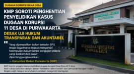 KMP soroti penghentian penyelidikan dugaan korupsi Dana Desa di 11 desa Kabupaten Purwakarta. Pengembalian kerugian negara dinilai tidak otomatis menghapus kewajiban pengujian pidana secara transparan dan akuntabel. Ilustrasi foto GEMPAR.co 