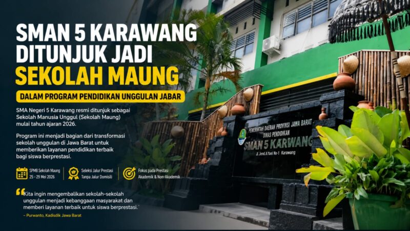 SMAN 5 Karawang resmi ditunjuk sebagai Sekolah Manusia Unggul (Sekolah Maung) dalam program pendidikan unggulan Pemerintah Provinsi Jawa Barat mulai tahun ajaran 2026. Program ini mengedepankan jalur prestasi akademik dan non-akademik guna mencetak generasi unggul, kompetitif, dan berkarakter.