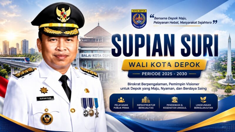 “Dari pengabdian panjang di birokrasi menuju kepemimpinan untuk perubahan.
Supian Suri hadir membawa semangat pelayanan publik, pembangunan berkelanjutan, dan tata kelola pemerintahan yang lebih responsif demi Depok yang maju, nyaman, dan sejahtera.”