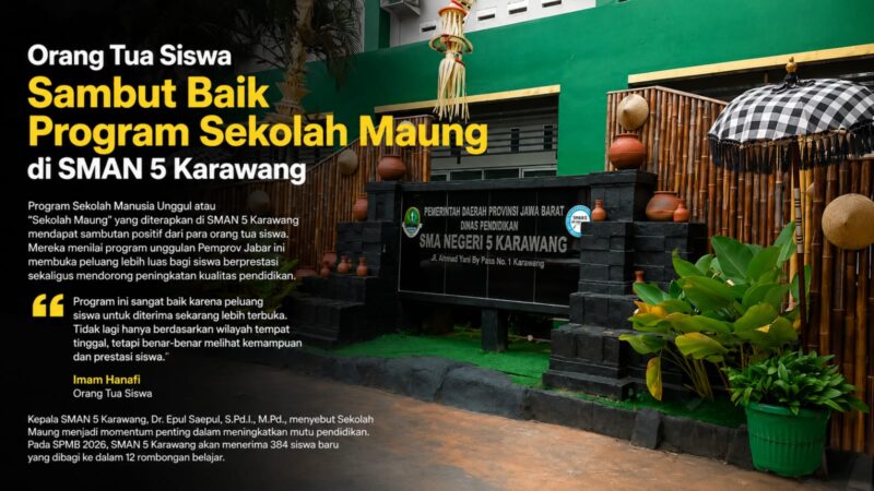 Orang tua siswa menyambut positif sistem seleksi berbasis kemampuan dan prestasi yang dinilai lebih adil serta membuka peluang lebih luas bagi calon peserta didik untuk meraih pendidikan unggulan di SMAN 5 Karawang.