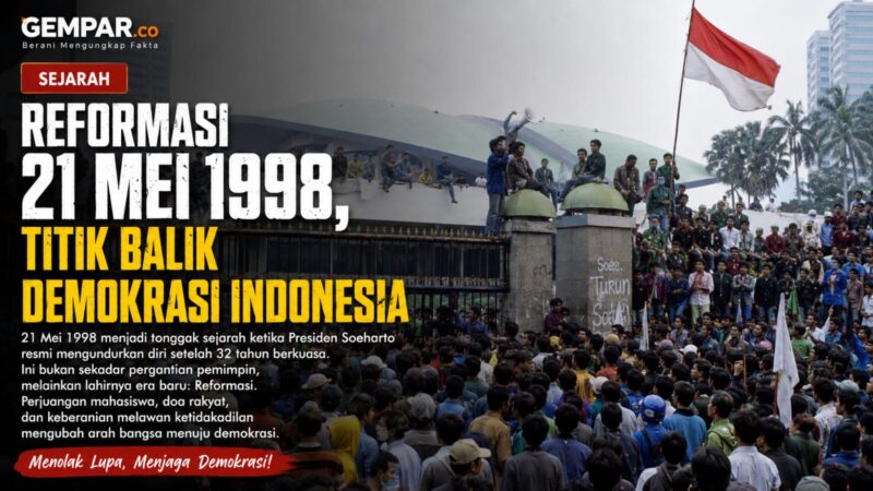 Peristiwa 21 Mei 1998 bukan sekadar pergantian kekuasaan, tetapi lahirnya harapan baru bagi demokrasi Indonesia. Dari suara mahasiswa, air mata rakyat, hingga keberanian melawan ketidakadilan, Reformasi menjadi bukti bahwa sejarah dapat berubah oleh perjuangan bersama. Menolak lupa adalah menjaga agar demokrasi tetap hidup.