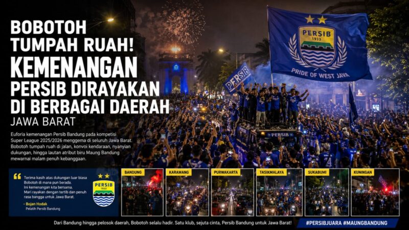Lautan biru menyelimuti berbagai daerah di Jawa Barat. Dari Bandung, Karawang, Purwakarta hingga Tasikmalaya, ribuan Bobotoh turun ke jalan merayakan kemenangan Persib Bandung dengan penuh kebanggaan. 