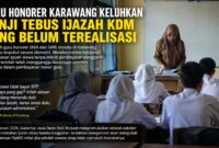 Janji pembayaran “tebusan ijazah” dari Pemerintah Provinsi Jawa Barat mulai dipertanyakan kalangan sekolah swasta. Sejumlah guru honorer SMA dan SMK swasta di Karawang mengaku terdampak secara ekonomi setelah sekolah menyerahkan ijazah siswa, sementara dana pengganti tunggakan administrasi belum terealisasi. 