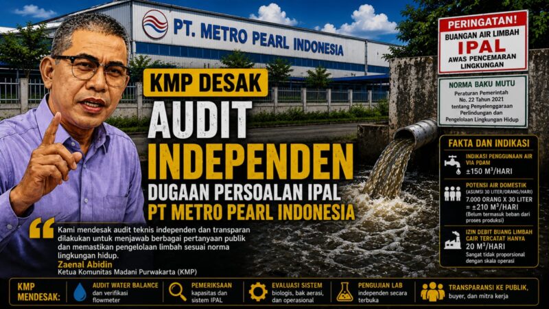 Transparansi lingkungan bukan ancaman bagi industri, melainkan bagian dari tanggung jawab kepada publik. KMP mendesak audit independen dugaan persoalan IPAL PT Metro Pearl Indonesia agar seluruh fakta diuji secara objektif, ilmiah, dan terbuka. 
