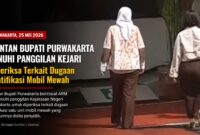 Mantan Bupati Purwakarta berinisial ARM menjalani pemeriksaan di Kejaksaan Negeri Purwakarta terkait dugaan gratifikasi mobil mewah. Pemeriksaan dilakukan setelah penyidik mendalami laporan masyarakat dan penyitaan kendaraan yang diduga berkaitan dengan perkara tersebut.