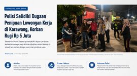 Janji Masuk Kerja Berujung Laporan Polisi. Satreskrim Polres Karawang tengah menyelidiki dugaan penipuan lowongan kerja dengan modus meminta uang kepada pencari kerja. 