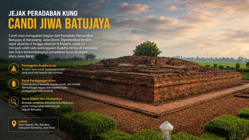 Candi Jiwa Batujaya menjadi salah satu bukti penting bahwa pesisir utara Jawa Barat pernah menjadi pusat perkembangan peradaban dan ajaran Buddha pada masa lampau. Diperkirakan berdiri sejak abad ke-2 hingga abad ke-6 Masehi, situs bersejarah ini menyimpan nilai budaya, spiritual, dan arkeologi yang luar biasa.