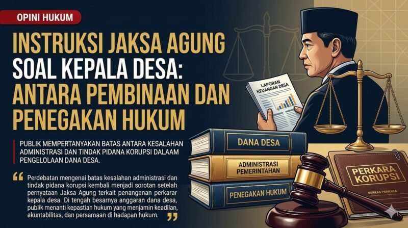 Pernyataan Jaksa Agung mengenai kepala desa memunculkan diskusi mengenai batas antara pembinaan administrasi dan penegakan hukum tindak pidana korupsi. Sejumlah kalangan menilai diperlukan pedoman yang lebih jelas agar prinsip keadilan dan kepastian hukum tetap terjaga dalam pengelolaan dana desa.