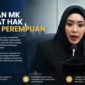 Anggota DPR RI, Cindy Monica, menegaskan bahwa perempuan memiliki kemampuan, pengalaman, dan sensitivitas sosial yang sangat dibutuhkan dalam proses pengambilan kebijakan. Karena itu, ruang politik harus semakin terbuka dan memberikan kesempatan yang adil bagi perempuan Indonesia untuk berpartisipasi dalam pembangunan bangsa.