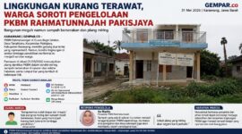 Gedung PKBM Rahmatunnajah di Dusun Bugis Selatan, Desa Tanahbaru, Kecamatan Pakisjaya, Karawang. Meski memiliki bangunan yang representatif dan melayani ratusan warga belajar, kondisi plang yang miring serta sampah yang berserakan di area sekitar menjadi perhatian masyarakat.