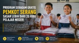 Sebanyak 20.595 siswa SD dan SMP negeri di Kota Serang diproyeksikan menerima bantuan seragam sekolah gratis pada tahun ajaran 2026/2027. Program tersebut didanai APBD 2026 sebesar Rp2,5 miliar dan akan direalisasikan setelah proses SPMB selesai. (Ilustrasi/GEMPAR.CO)