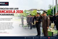 Pemerintah Kabupaten Karawang menggelar Upacara Peringatan Hari Lahir Pancasila 2026 di Plaza Pemda Karawang, Senin (1/6/2026). 