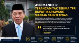 Bupati Karawang, Aep Syaepuloh, menegaskan bahwa ASN yang berulang kali melanggar aturan dan tidak menjalankan tugas pelayanan publik dapat dikenakan sanksi tegas, termasuk penghentian pembayaran Tambahan Penghasilan Pegawai (TPP).