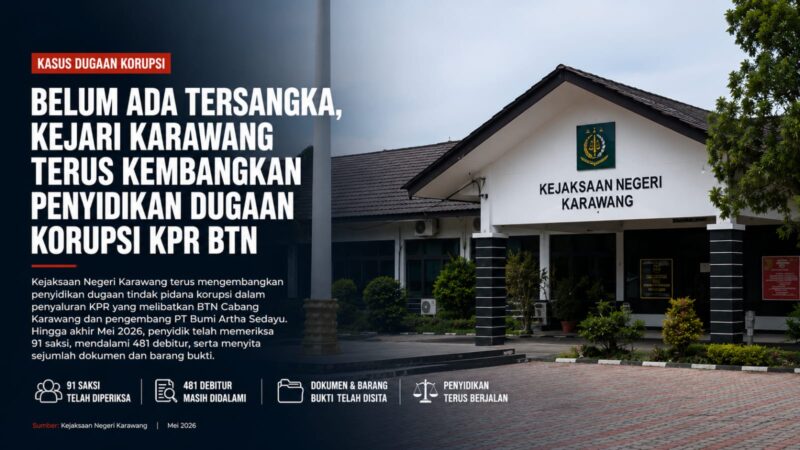 Hingga akhir Mei 2026, penyidik telah memeriksa sedikitnya 91 saksi, mendalami 481 debitur, serta menyita sejumlah dokumen dan barang bukti yang diduga berkaitan dengan perkara tersebut.
