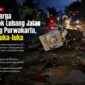 Satu keluarga mengalami kecelakaan tunggal setelah sepeda motor yang mereka tumpangi terperosok ke lubang jalan di Jalan Raya Desa Citalang, Kecamatan Purwakarta, Senin (1/6/2026).