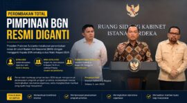 Presiden Prabowo Subianto melakukan perombakan besar di tubuh Badan Gizi Nasional (BGN) dengan mengganti Kepala BGN serta dua Wakil Kepala BGN sekaligus. Pemerintah menyebut langkah ini dilakukan untuk memperkuat tata kelola organisasi, mempercepat pelaksanaan program prioritas nasional, serta meningkatkan manfaat nyata bagi masyarakat.