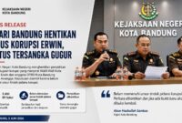 Kejaksaan Negeri Kota Bandung resmi menghentikan penyidikan dugaan tindak pidana korupsi yang menjerat Wakil Wali Kota Bandung Erwin dan anggota DPRD Kota Bandung Rendiana Awangga. 