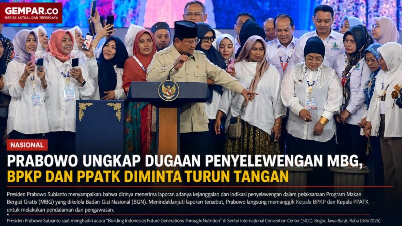 Prabowo Ungkap Dugaan Penyelewengan MBG. Presiden meminta BPKP dan PPATK melakukan pendalaman atas laporan kejanggalan dalam Program Makan Bergizi Gratis demi menjaga akuntabilitas dan keberhasilan program strategis nasional tersebut.