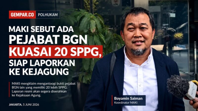 Koordinator MAKI, Boyamin Saiman, mengklaim telah mengantongi bukti adanya pejabat tinggi Badan Gizi Nasional (BGN) yang diduga menguasai lebih dari 20 Satuan Pelayanan Pemenuhan Gizi (SPPG).
