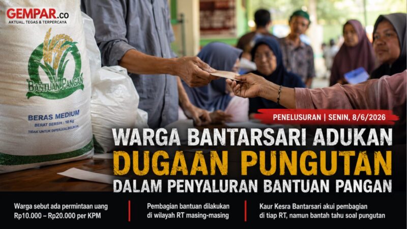 Warga Desa Bantarsari, Kecamatan Pebayuran, Kabupaten Bekasi, mengadukan dugaan pungutan dalam penyaluran Program Bantuan Pangan (Bapang).