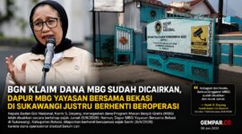 BGN menyebut dana MBG telah dicairkan sejak 5 Juni 2026. Namun, Dapur MBG Yayasan Bersama Bekasi di Sukawangi dilaporkan menghentikan operasional karena dana operasional disebut belum cair. Kondisi ini memunculkan pertanyaan dan kebutuhan akan klarifikasi dari pihak terkait.