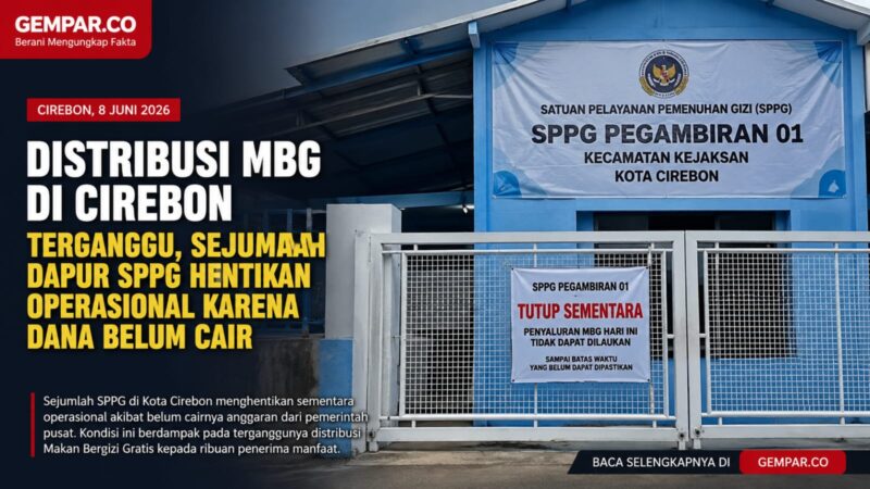 Distribusi Program Makan Bergizi Gratis (MBG) di Kota Cirebon mengalami gangguan setelah sejumlah Satuan Pelayanan Pemenuhan Gizi (SPPG) menghentikan sementara operasionalnya akibat belum cairnya anggaran dari pemerintah pusat. 