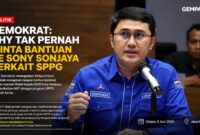 Partai Demokrat menegaskan Ketua Umum AHY tidak pernah mengenal, berkomunikasi, maupun meminta bantuan kepada mantan Wakil Kepala BGN Sony Sonjaya terkait program Satuan Pelayanan Pemenuhan Gizi (SPPG).