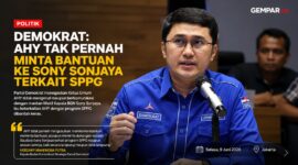 Partai Demokrat menegaskan Ketua Umum AHY tidak pernah mengenal, berkomunikasi, maupun meminta bantuan kepada mantan Wakil Kepala BGN Sony Sonjaya terkait program Satuan Pelayanan Pemenuhan Gizi (SPPG).