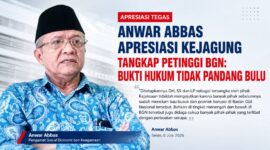 Tokoh masyarakat dan pengamat sosial ekonomi, Anwar Abbas, menilai penetapan petinggi Badan Gizi Nasional (BGN) sebagai tersangka menjadi bukti bahwa penegakan hukum berjalan tanpa pandang bulu.