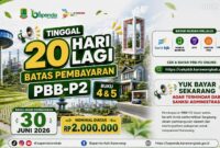 Badan Pendapatan Daerah (Bapenda) Kabupaten Karawang mengingatkan wajib pajak untuk segera melunasi Pajak Bumi dan Bangunan Perdesaan dan Perkotaan (PBB-P2) Buku 4 dan Buku 5 sebelum jatuh tempo pada 30 Juni 2026.